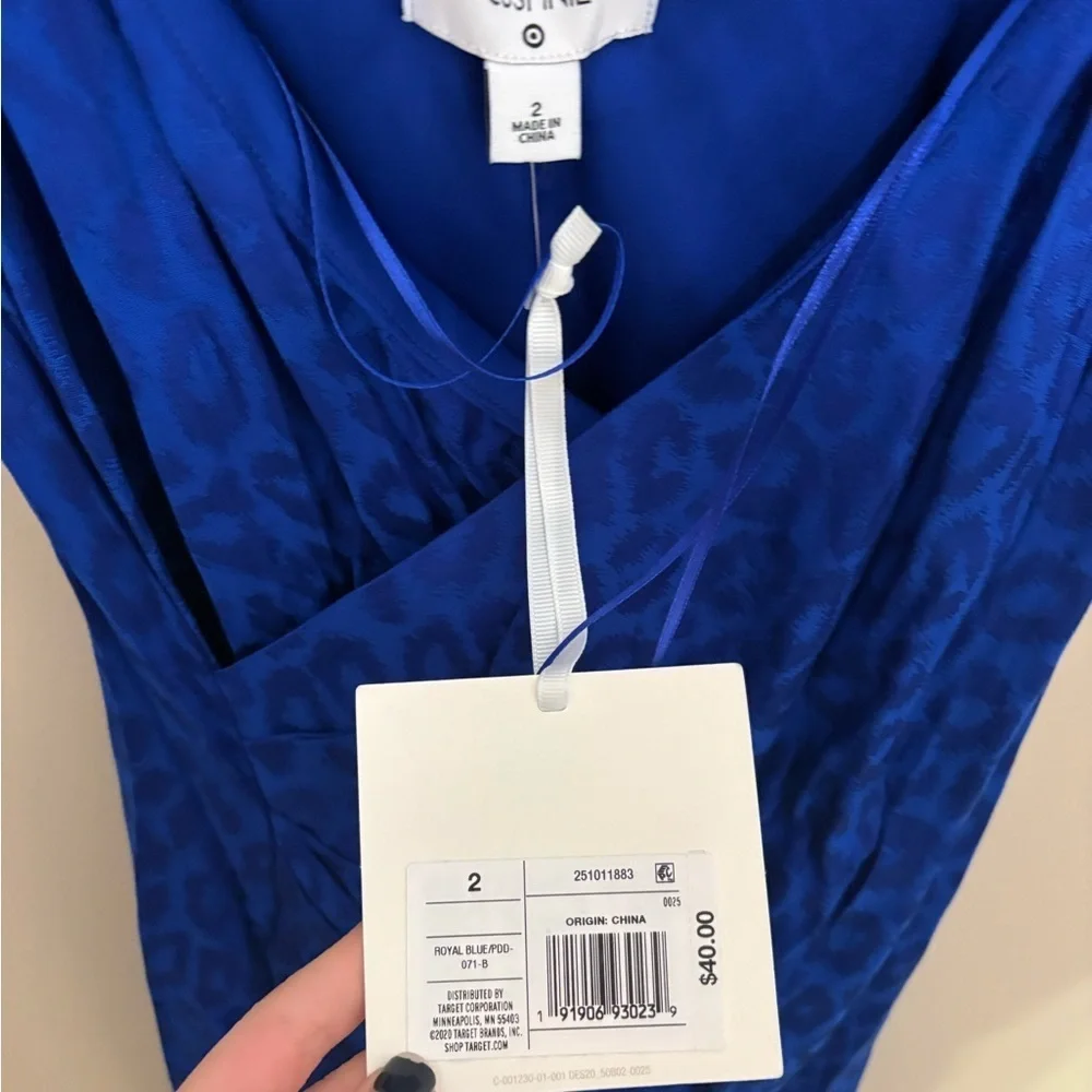 Cushnie Women's Leopard Print Wrap Slip Dress Blue Size 2 Knee Length - Picture 3 of 3